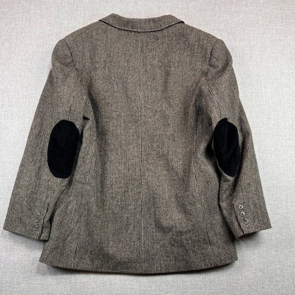 VTG Braebrook Wool Houndstooth Sport Coat Blazer Women 16 Gray Elbow Patch Prep - Picture 7 of 14